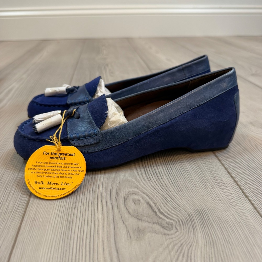 NEW Weil 7 Orthaheel Florence Tassel Loafers Cobalt Blue Suede Leather Flats